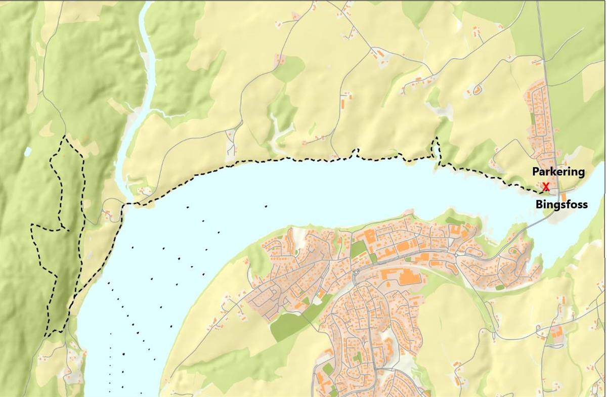 Kart over turstien langs Glomma - Klikk for stort bilde