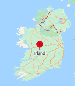 Et utsnitt av et kart med fokus på Irland - Klikk for stort bilde