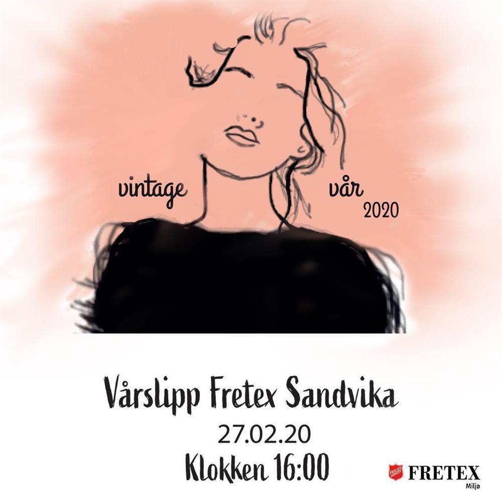 Logo til Instagram-kampanje for Fretex Sandvika. Tegning av en jente med rosa bakgrunn og sort genser - Klikk for stort bilde