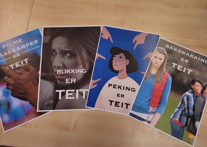 Et utvalg av plakater i årets "Teit"-kampanje som har tema uthenging - Klikk for stort bilde