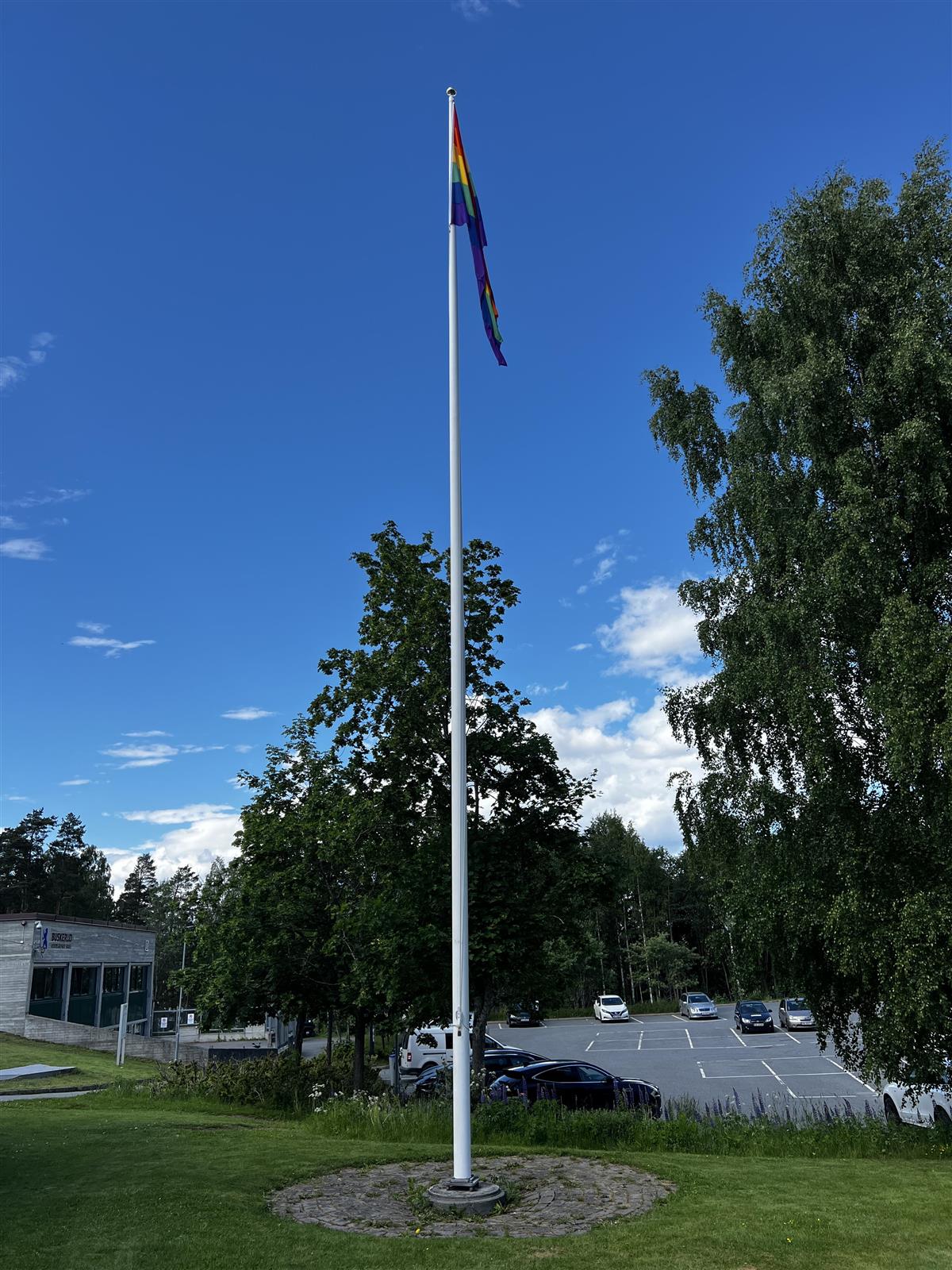 Regnbueflagget på flaggstanga - Klikk for stort bilde