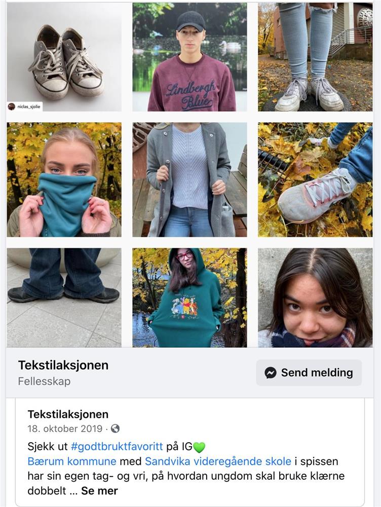Instagram-kampanje for #Tekstilaksjonen i samarbeid med Fretex Sandvika . Mange småbilder av klær og sko - Klikk for stort bilde