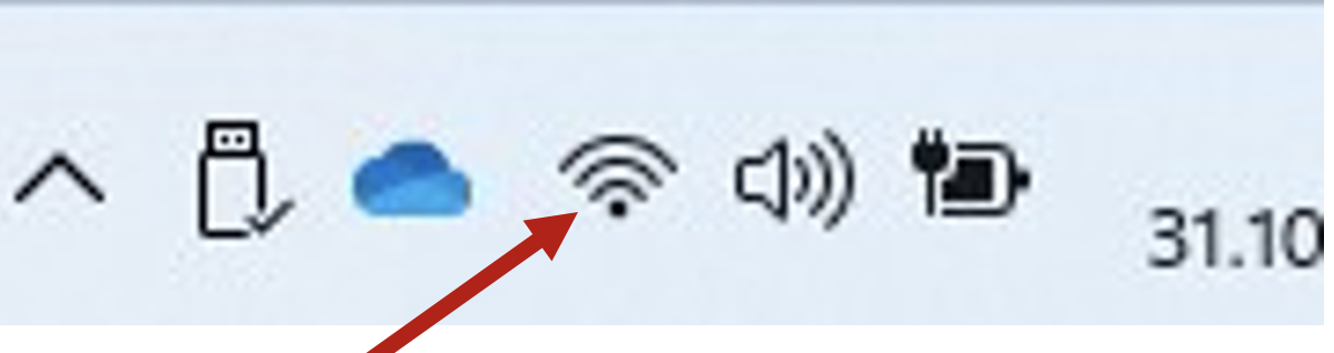 Rød pil peker på wifi-symbol - Klikk for stort bilde